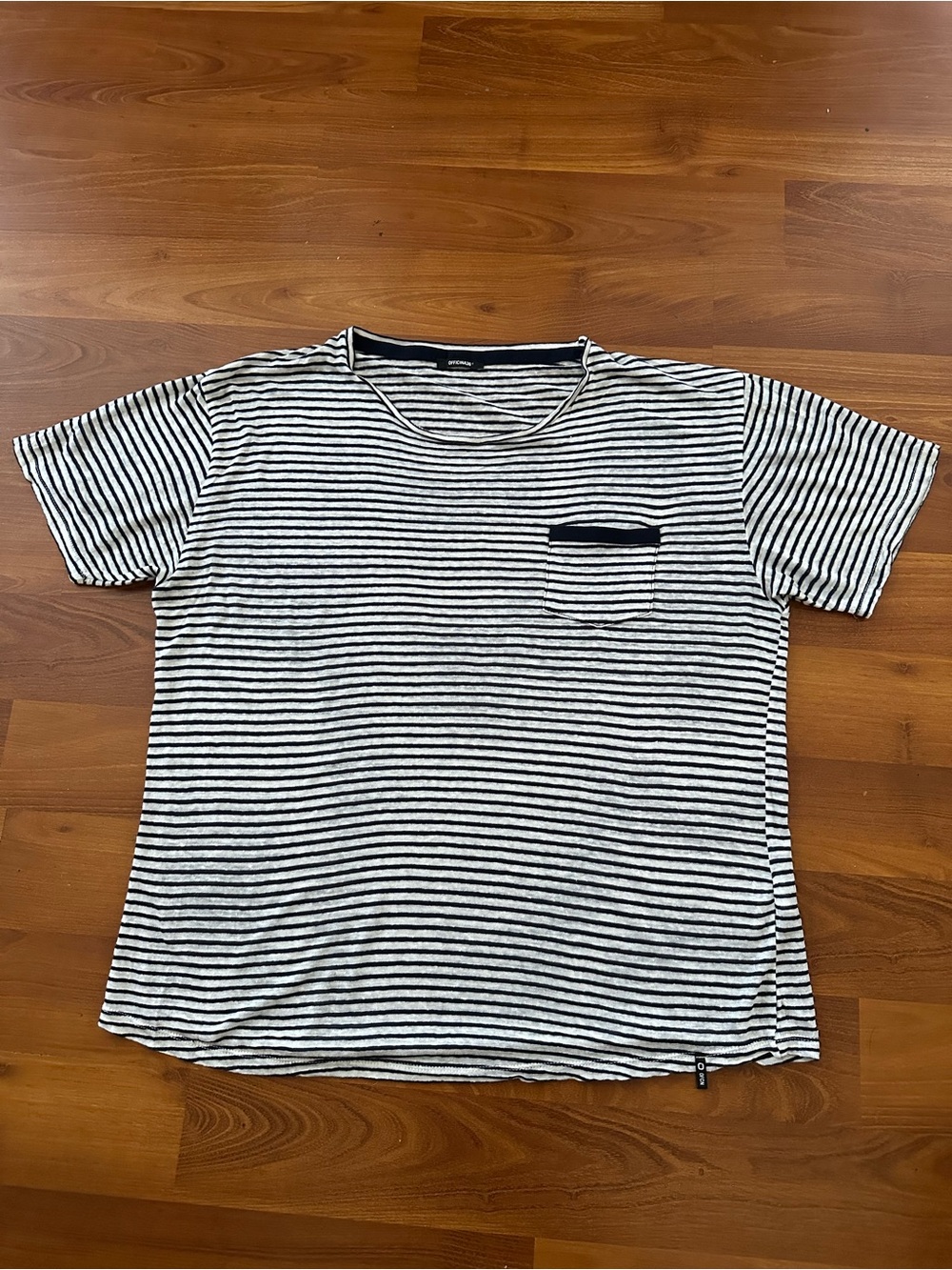 Officina36 Men’s Knit Shirt With Stripes Blue And White.